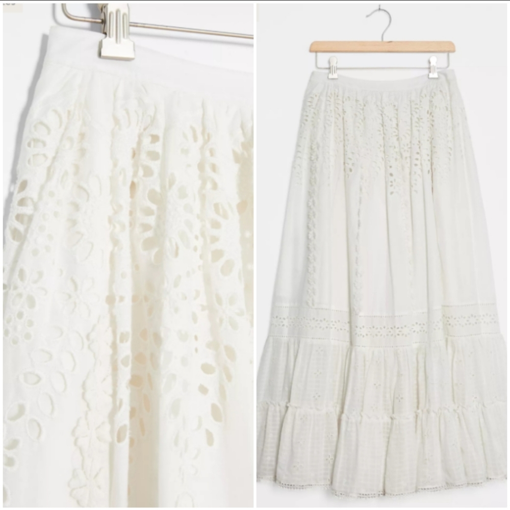 🔥LAST 1🔥NWT ANTHROPOLOGIE WHITE EYELET MAXI SKIRT - Picture 2 of 4